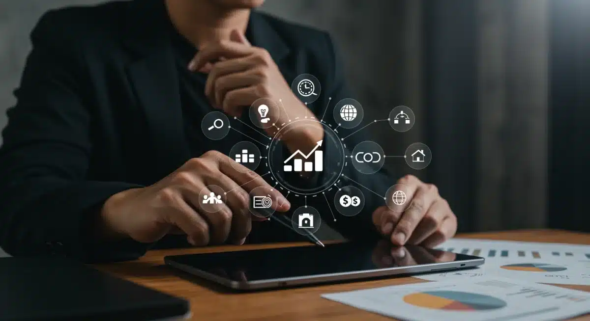 Investor reviewing diversified portfolio on tablet, demonstrating strategic asset allocation.