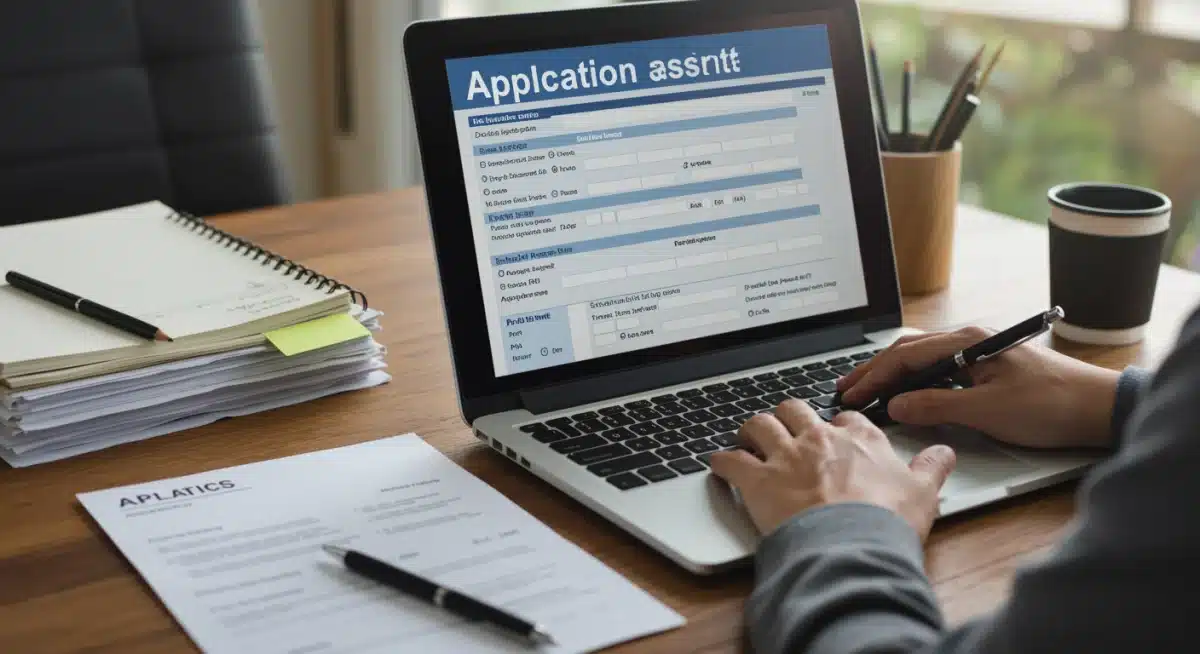 Person filling out federal housing assistance application forms