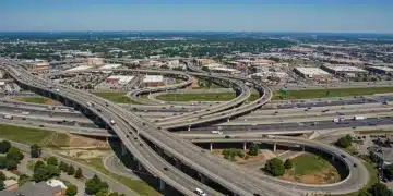 Modern highway interchange with traffic, symbolizing infrastructure investment