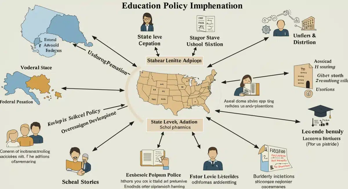 Infographic showing education policy implementation stages