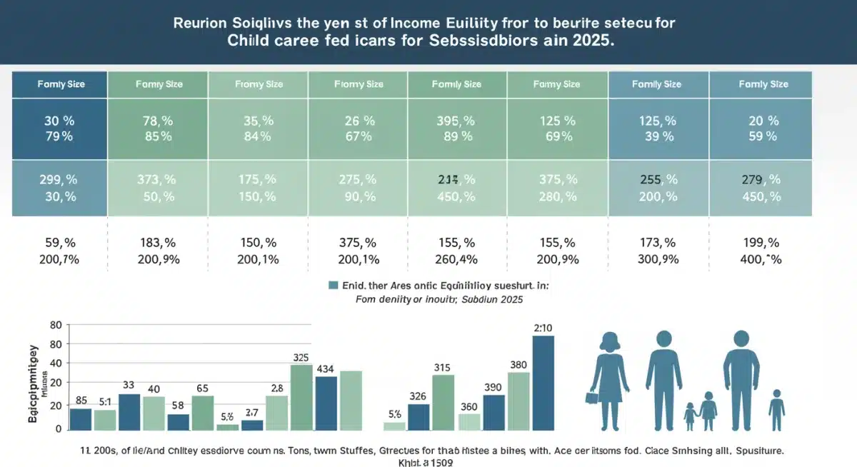 Infographic showing income eligibility tiers for child care subsidies in 2025.