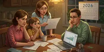 Family reviewing financial documents, concerned about 2026 Federal Reserve interest rate hikes