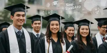 High school graduates celebrating, symbolizing new education standards impact.