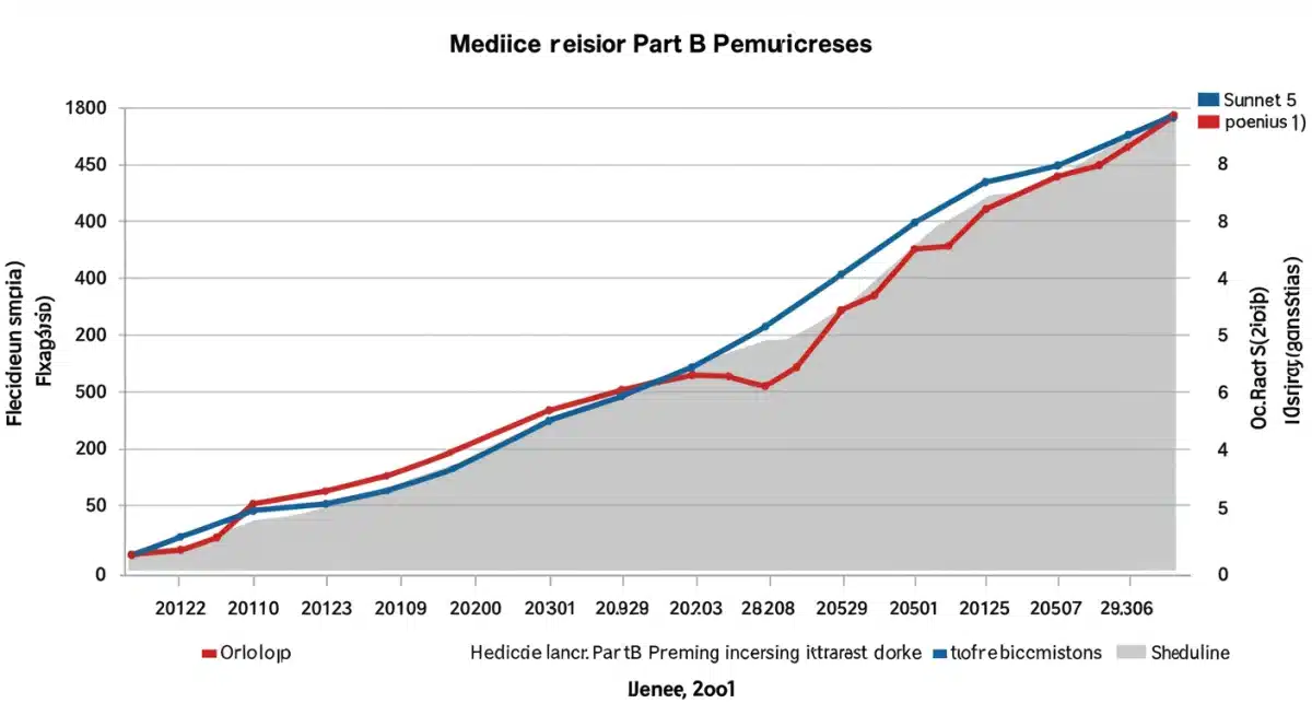 Graph illustrating the historical and projected increase in Medicare Part B premiums