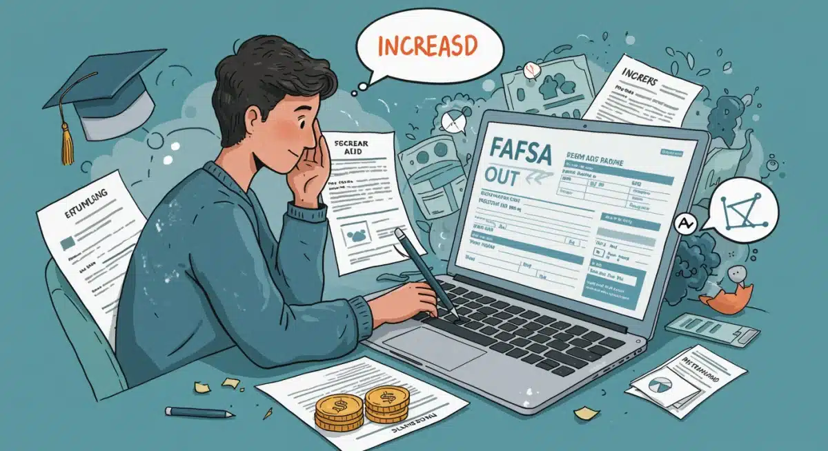 Student completing FAFSA form, symbolizing application for federal student aid.