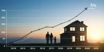 Graph illustrating a 5% median home price increase in the 2026 housing market with a suburban house silhouette.