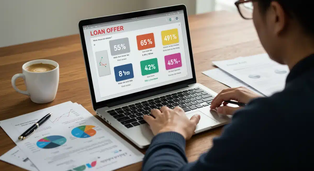 Individual comparing student loan refinancing offers online