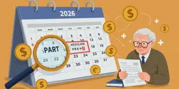 Medicare Part B 2026 calendar with healthcare cost symbols