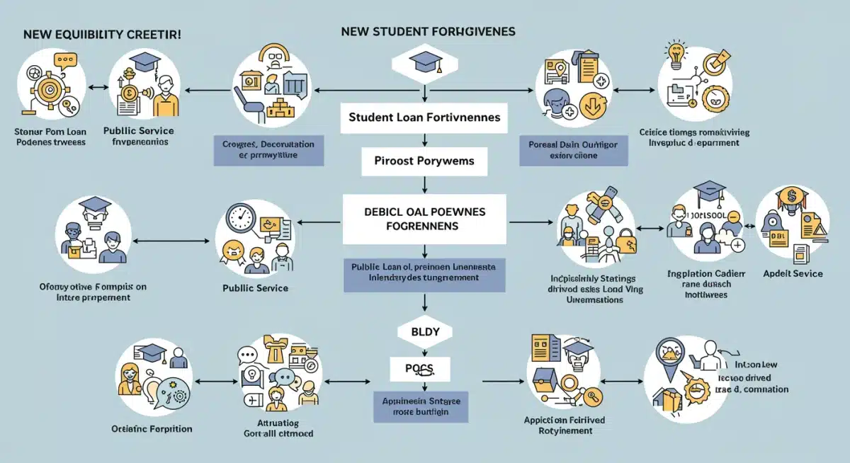 Flowchart illustrating complex new eligibility criteria for student loan forgiveness programs.