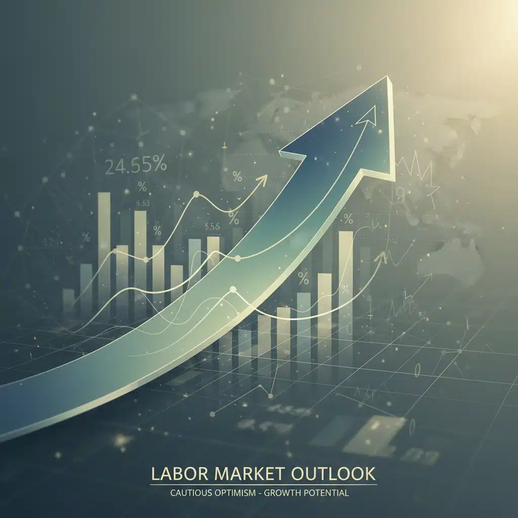 Upward trending arrow symbolizing economic growth and labor market optimism