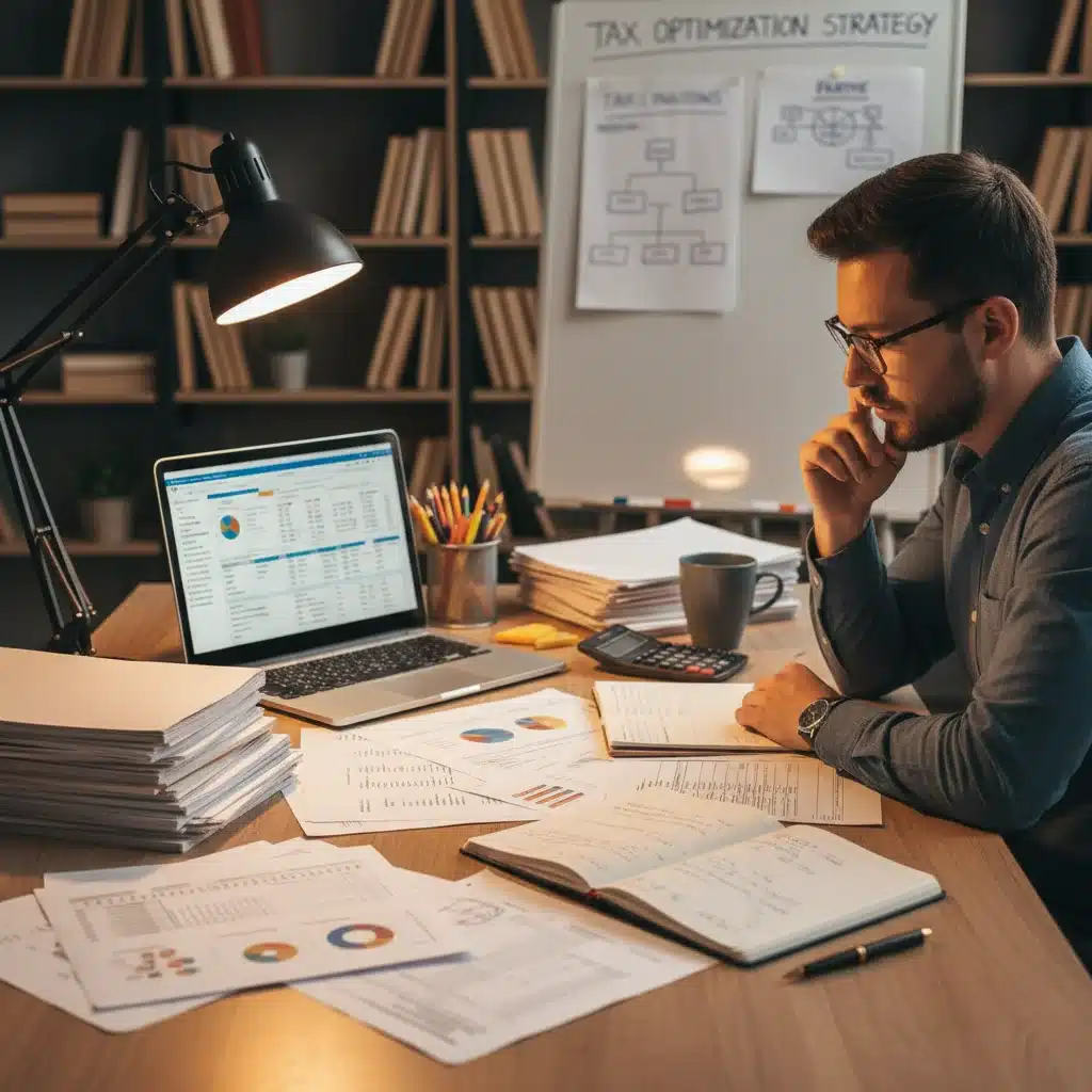 Person reviewing tax forms and financial documents for capital gains tax planning.