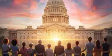 Diverse Americans anticipating healthcare reform legislation at US Capitol