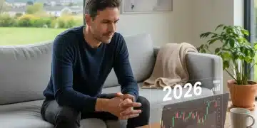 Person analyzing financial data for 2026 retirement planning amidst market volatility.