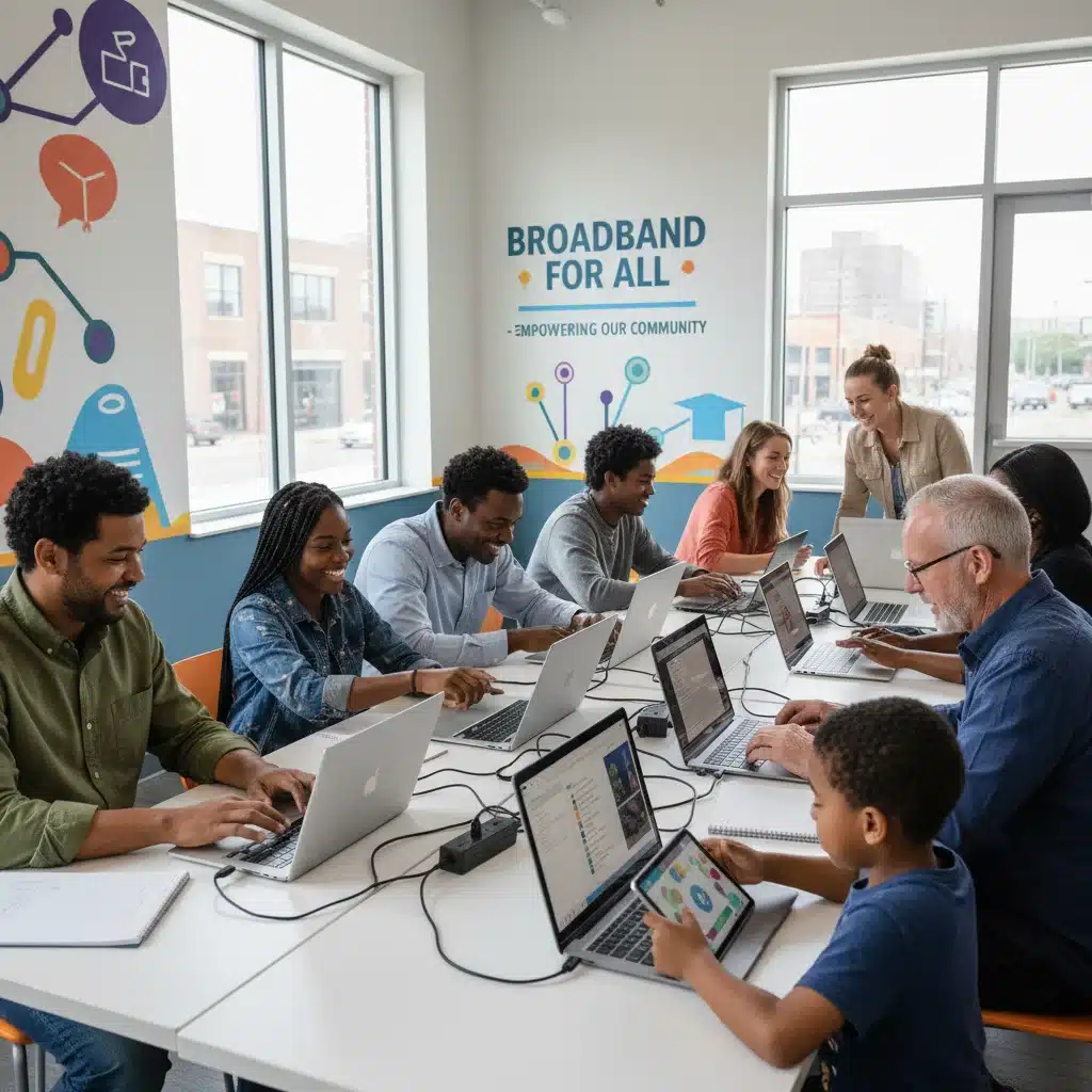 Community members benefiting from high-speed internet in a modern center