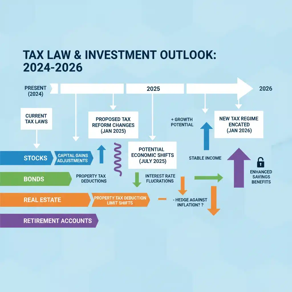 Infographic illustrating timeline of 2026 tax law changes and investment impacts