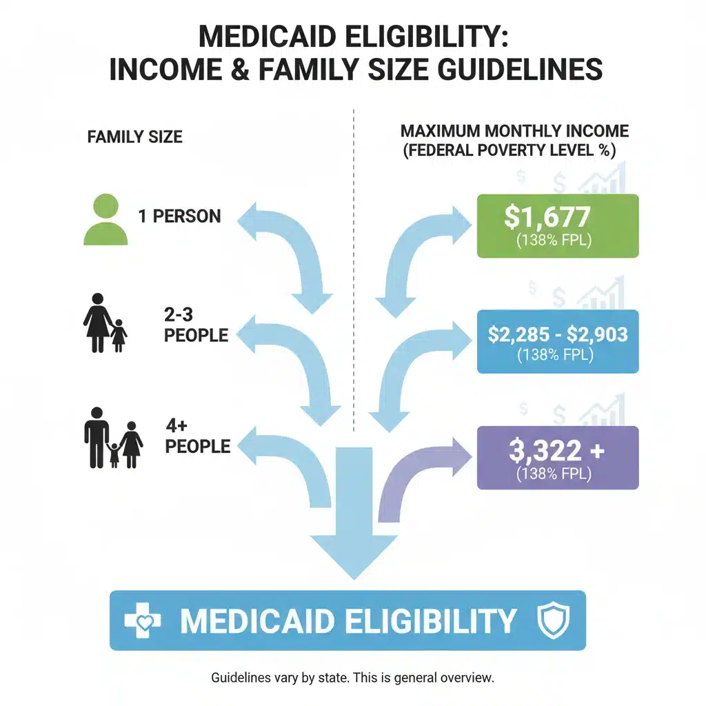Infographic showing income thresholds for Medicaid eligibility