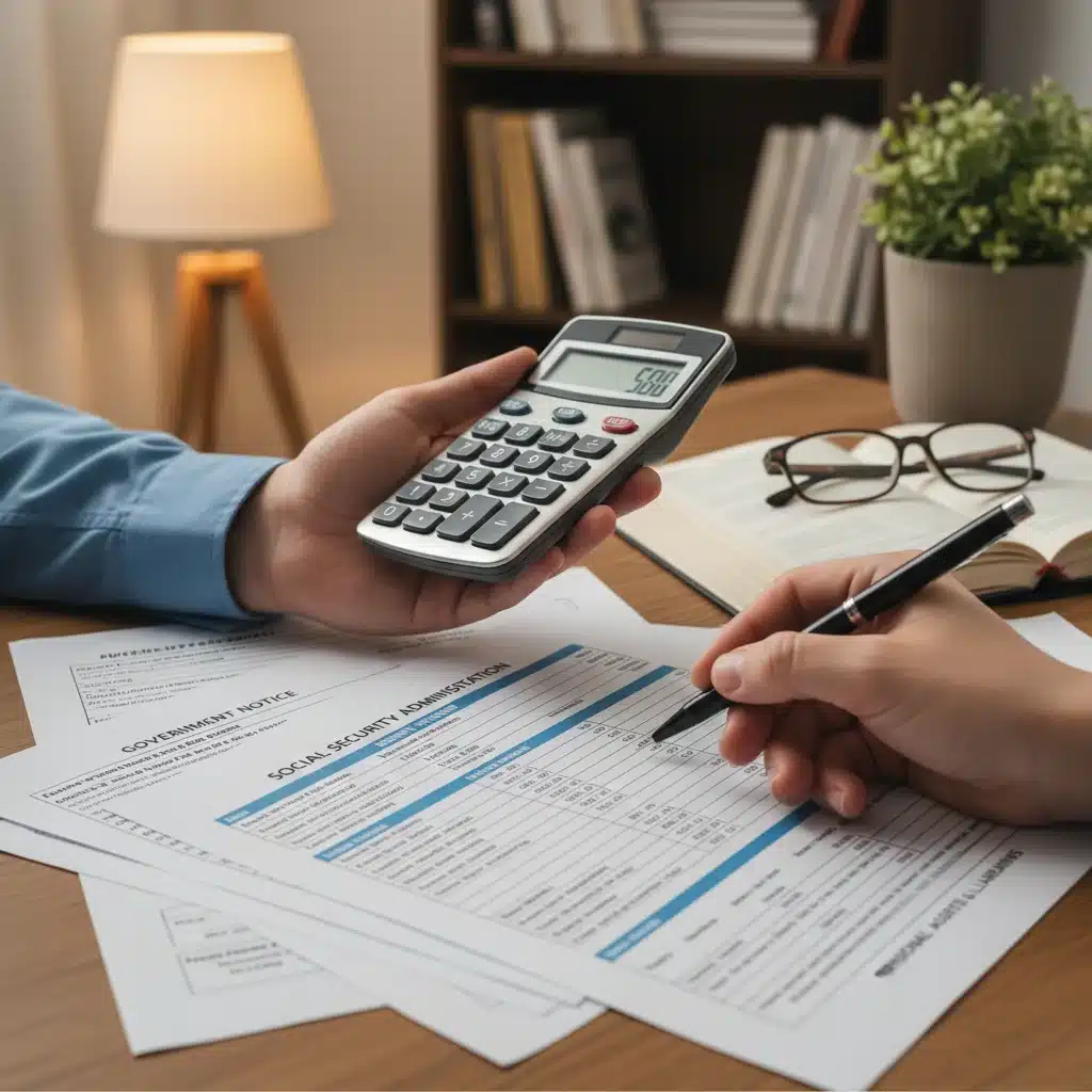 Person calculating potential SSDI benefit adjustments for 2026 with financial documents.