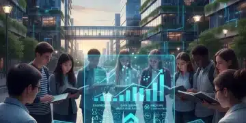 Students analyzing future job market data for college major selection