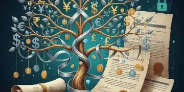 Illustration of a family tree and financial documents, symbolizing estate planning and wealth transfer for 2026.