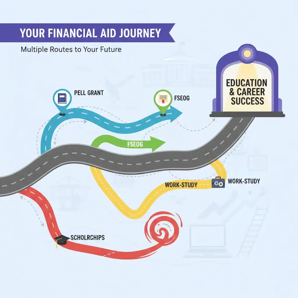 Educational and career success roadmap with grant and aid options.