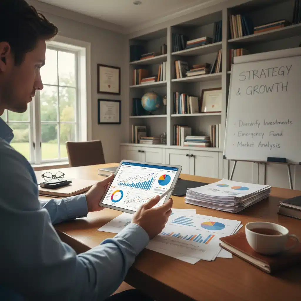 Person reviewing financial documents and charts on tablet for planning